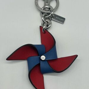 Coach Vibrant Red and Blue Pinwheel Key Holder